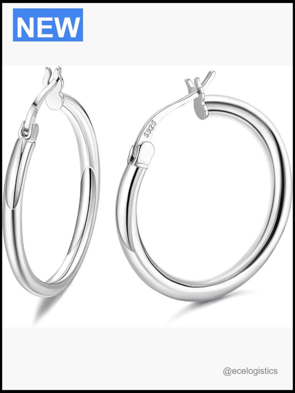 925 Sterling Silver Hoop Earrings 2.5mm Chunky Huggie 8 Sizes Hypoallergenic